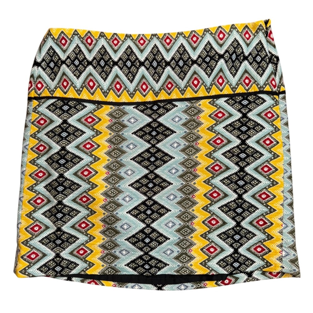 LOFT‎ Outlet Geometric Print Mini Skirt Yellow Black Blue Red Size 10